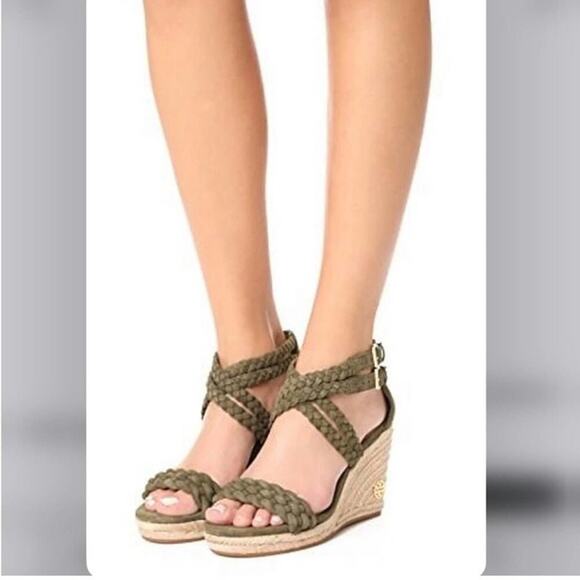 Tory Burch Bailey Wedge Sandal Size 9.5 - Picture 1 of 11